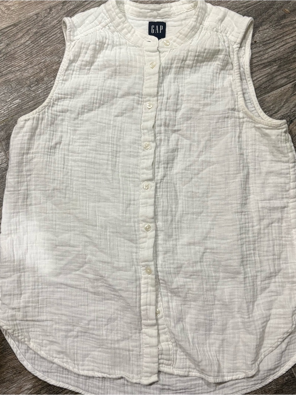 Gap White Muslin Cotton Button Tank Top Flowy Sz M Boho Coastal